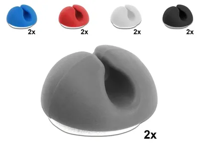 Produktbild von DeLOCK 18294, Kabelhalter, Tisch/Wand, Thermoplastischer Gummi (TPR), Schwarz, Blau, Grau, Rot, Weiß