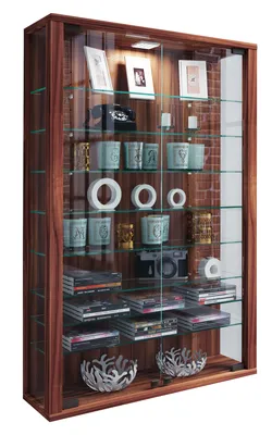Produktbild von VCM Wandvitrine Hängevitrine Glasvitrine Wand Schaukasten Vitrine Glas Vitrosa Mini Kern-Nussbaum