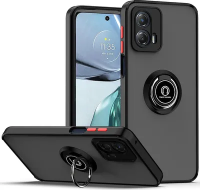 Produktbild von Moto G 5G 2023 Hülle, Ring Halter Ständer Matte Transluzent TPU Rahmen Stoßfest Schutzhülle für Motorola Moto G 5G 2023 Schwarz Rot