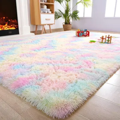 Image de Tapis arc-en-ciel pour enfants - Doux et coloré