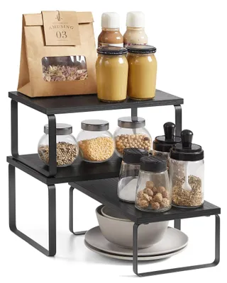 Kruidenregal-Set, 3er-Pack, stapelbar, Metall & Holz