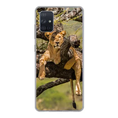 Produktbild von MuchoWow® Handyhülle Schutzhülle Hülle für Samsung Galaxy A71 Löwe - Baum - Braun Silikon Softcase Handy Hülle - Kartenbesitzer