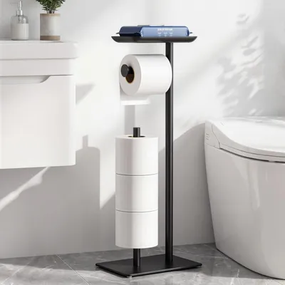 Produktbild von Toilettenpapierhalter Standrollenhalter Klopapierhalter - Mit Ablage - Edelstahl - 4 Rollen