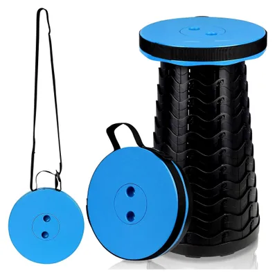 Produktbild von Faltbarer Klapphocker, Mini Teleskophocker, Höhenverstellbar, Leicht und Stabil, Belastbarkeit 180 kg, für Innen- und Außenaktivitäten