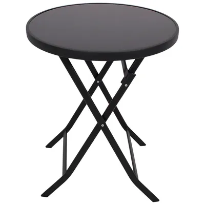 Produktbild von DEGAMO Bistrotisch Klapptisch MILANO 60cm rund, Metall anthrazit + Glas schwarz