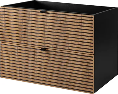 Image de Armoire de salle de bain, noir avec poignée dorée, 80 x 57 x 46 cm