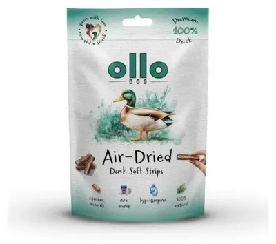 Image de Bandes de canard séchées à l'air OLLO - friandise pour chiens - 80g