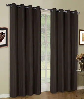 Produktbild von Mikrofaser Vorhang blickdichte matte unifarbene Gardine, Braun Ösen, 175x140 Schal. Material aus Microsatin-Gewebe. 204000