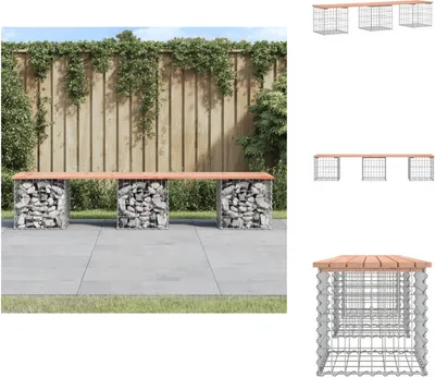 Immagine prodotto di vidaXL Panchina da giardino Gabion 203x44x42 cm in legno massiccio di abete Douglas - Panchine da giardino