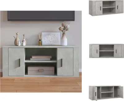 Image de vidaXL Armoire TV gris béton 100x35x40 cm Bois composite - Meuble TV