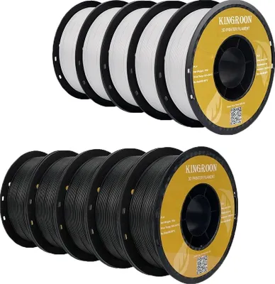 Obrázek produktu pro Filament pro 3D tiskárny, cívka 10 kg, průměr 1,75 mm, PLA 5 bílá 5 černá