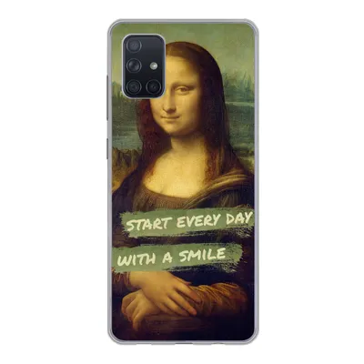 Produktbild von MuchoWow® Handyhülle Schutzhülle Hülle für Samsung Galaxy A71 Mona Lisa - Zitat - Da Vinci Silikon Softcase Handy Hülle - Kartenbesitzer