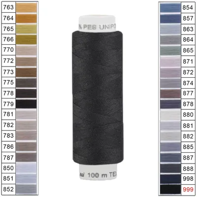 Produktbild von Nähgarn 100m Unipoly 120 Tex14x2 Polyester Nähfaden Nähmaschinengarn Farben 6v6 , Farbe:999
