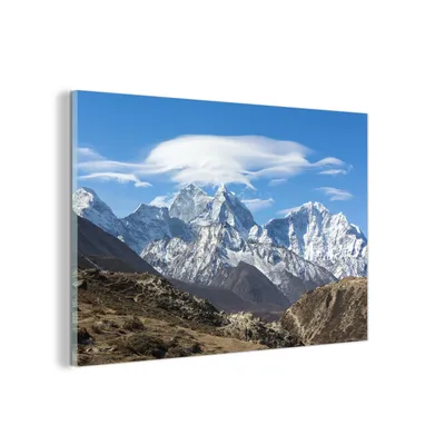 Obrázek produktu pro MuchoWow® Obrazy na skle - Nástěnné obrazy - Fotografie na skle Pohledy na Himálaj 120x80cm Nástěnná dekorace ze skla - akrylová malba na sklo - akrylové obrazy