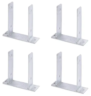 Produktbild von Alberts 4 x U-Pfostenträger, zum Aufschrauben, für Holzpfosten 121 mm, Höhe 200 mm, feuerverzinkt