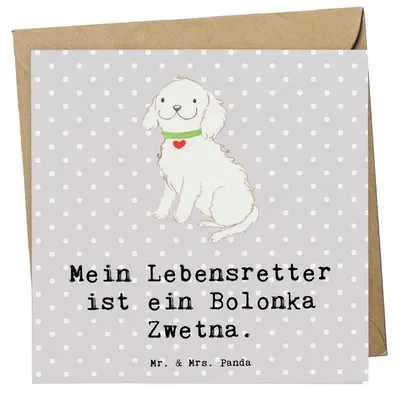 Produktbild von Mr. & Mrs. Panda Grußkarte Bolonka Zwetna Lebensretter - Grau Pastell - Geschenk, anlasskarte, faltkarte, Glückwunschkarte, Tsvetnaya, doppelkarte, Klappkarte