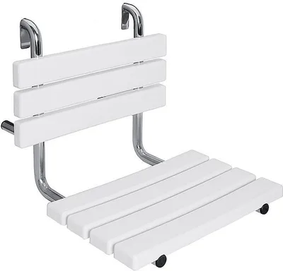 Produktbild von BRILLANTBAD Duschsitz einhängbar, barrierefrei, 120 kg Traglast, aus Edelstahl & Kunststoff, Weiß, 440x500x507 mm