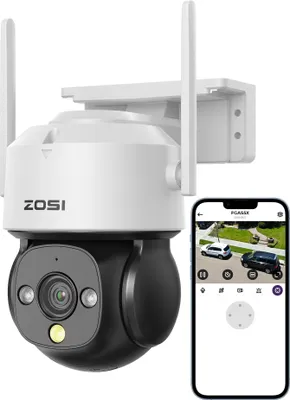 Produktbild von ZOSI 4MP 2,5K Überwachungskamera Aussen WLAN, 355°/140° Schwenkbar WLAN IP Kamera Outdoor mit Plug-in Strom, Farbnachtsicht, Auto Tracking
