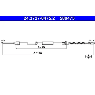 Produktbild von ATE Handbremsseil Seilzug Feststellbremse für VW CRAFTER 30-50 Kasten (2E) Hinten 24.3727-0475.2