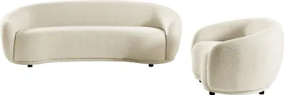 Produktbild von Sofa 3-Sitzer & Sessel - Bouclé-Stoff - Elfenbeinweiß - BOVANA von Pascal Morabito