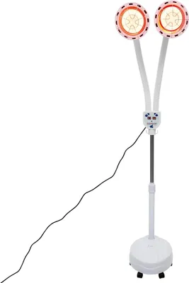 Immagine prodotto di Lampada riscaldante a infrarossi/lampada terapeutica - Lampada da terra a doppia testa - 275 W - Telecomando - Temperatura regolabile - Spina UE da 220 V - Altezza 160 cm - Bianco