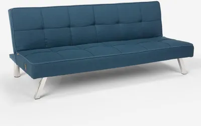 Image de Canapé-lit en tissu avec prise USB et pieds en métal Design Astralis - Bleu