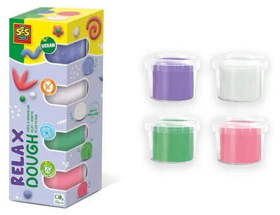 Produktbild von SES Creative 00514 - Feel good Knete - Relax (4x90gr) für Kinder ab 1 Jahr- Vegane und glutenfreie Knete, Knetmasse, Mehrfarbig, Kind, 4 Stück(e), Kunststoff-Topf, 4 Farben