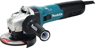 A Makita angle grinder is shown against a white background.