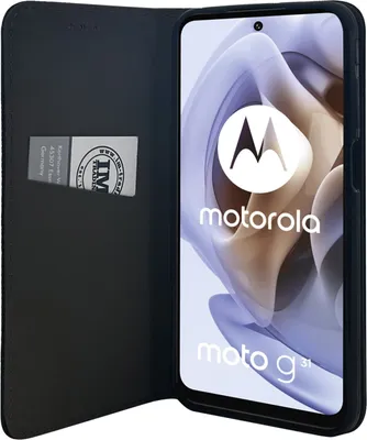 Produktbild von Smart Magnet kompatibel mit MOTOROLA MOTO G31 4G Leder Optik Wallet Book-Style Cover Schale Schwarz