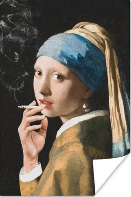 Produktbild von MuchoWow® Poster Mädchen mit Perlenohrring - Johannes Vermeer - Zigaretten 60x90 cm - Wanddekoration