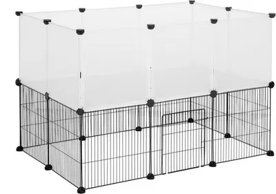 Produktbild von Hundezwinger mit Tür, weiß, 107x72x72 cm, Plastik & Metall