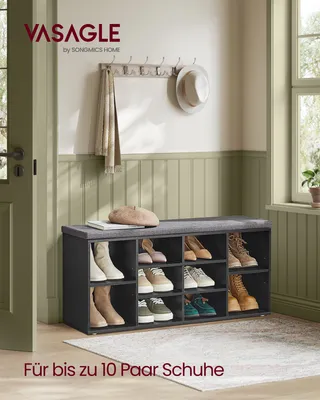 Produktbild von VASAGLE Schuhbank, Sitzbank, 10 Fächer, Länge 104 cm, Ebenholzschwarz