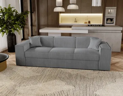 Produktbild von Besilio Möbel - Schlafsofa 250 cm Santorini - Modernes sofa, Klappsofa, Schlafcouch - Cordstoff - Dunkelgrau & Poso 60