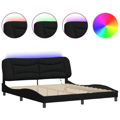 Immagine prodotto di vidaXL Struttura letto con LED senza materasso "Hvar" nero 180x200 cm tessuto