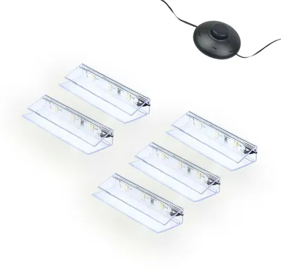 Produktbild von kalb | LED Glaskantenbeleuchtung Clip Set 3000K/5000K Transparent Plug & Play 5er Set kaltweiß