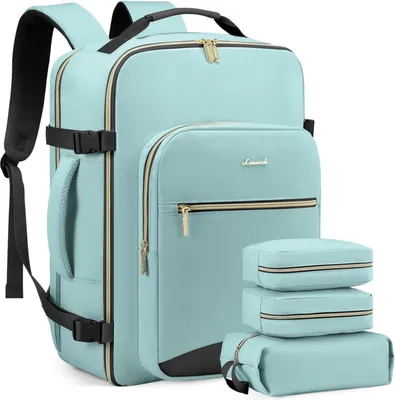 Produktbild von Handgepäck Rucksack 40L wasserdicht Laptop Reise Business Wandern Grün+schwarz