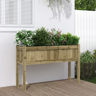 Produktbild von Design Möbel Pflanzkübel mit Beinen 110x31x70 cm Kiefernholz Imprägniert - 2024 Neu