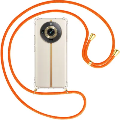Produktbild von Handykette Backcover-Schutzhülle mit Band (Metall goldfarben) für Realme 11 Pro (6.7'') - neonorange