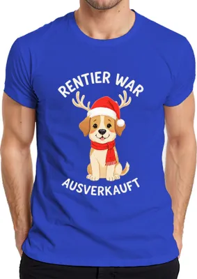 Produktbild von Rentier war t Hundewelpe Weihnachtsgeschenk lustig Herren T-Shirt, Blau, 3XL