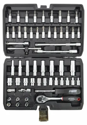 AWTOOLS Steckschlüsselsatz 56-teilig 1/4" CrV und CrMo Stahl