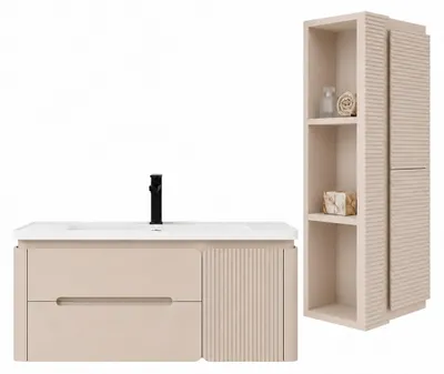 Image de Ensemble meuble de salle de bain avec vasque et colonne - 80 cm - CYLIA