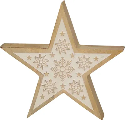 Produktbild von Deko Stern Weihnachtsdeko Fensterbank Holz weiß 20,5 cm