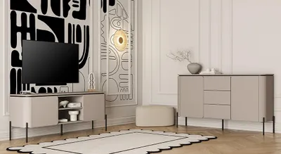 Produktbild von Wohnzimmer Sideboard mit 163 cm Breite in greige, mit 2 Türen & 3 Schubladen - BRONTE-83