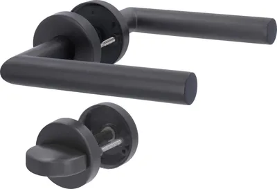 Produktbild von Alpertec WC-Türgriff-Garnitur Rosette Fair I Edelstahl schwarz Ø 52 mm