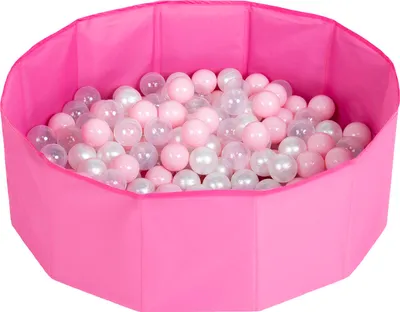 Immagine prodotto di Petsona piscina di palline pieghevole per cani gatti 100 palline rotonde gatto coniglio giocattolo animali domestici cane piscina animali piscina portatile, rosa: rosa cipria/perla/trasparente