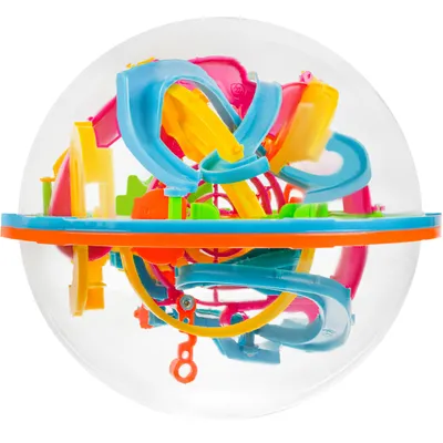 Obrázok produktu pre 3D lopta Labyrint so 138 prekážkami, priehľadná, priemer 18 cm