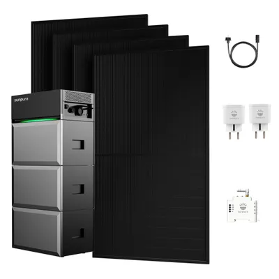 Produktbild von Balkonkraftwerk mit Speicher,Sunpura S2400 mit 2x B2400 Erweiterungsakku, 4x 500W Bifazial Solarpanel, Smarter Zähler & 2 Smart Plug(0% MwSt)
