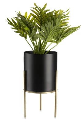 Obrázok produktu pre Kvetinový stojan s krytom, podkrovie, zlatá èierna, okrúhle, 20 cm