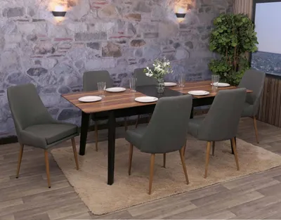 Image de lot de 6 chaises de salle à manger HWC-O27, chaise de cuisine rembourrée Chaise, tissu/textile (280g/m²) métal ~ gris foncé