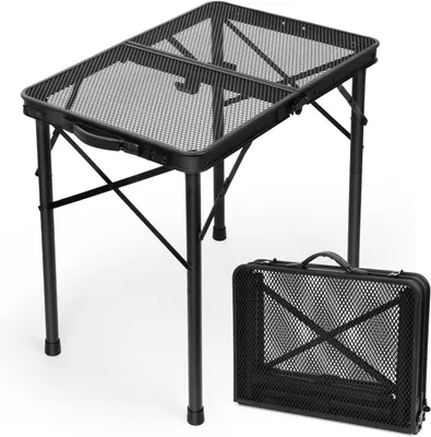 Produktbild von Klapptisch, Campingtisch, klappbarer Gartentisch, Partytisch, Buffettisch, 2 Höhenverstellbar, 60×40cm,für Grillen, Camping, Garten, Balkon, Angeln